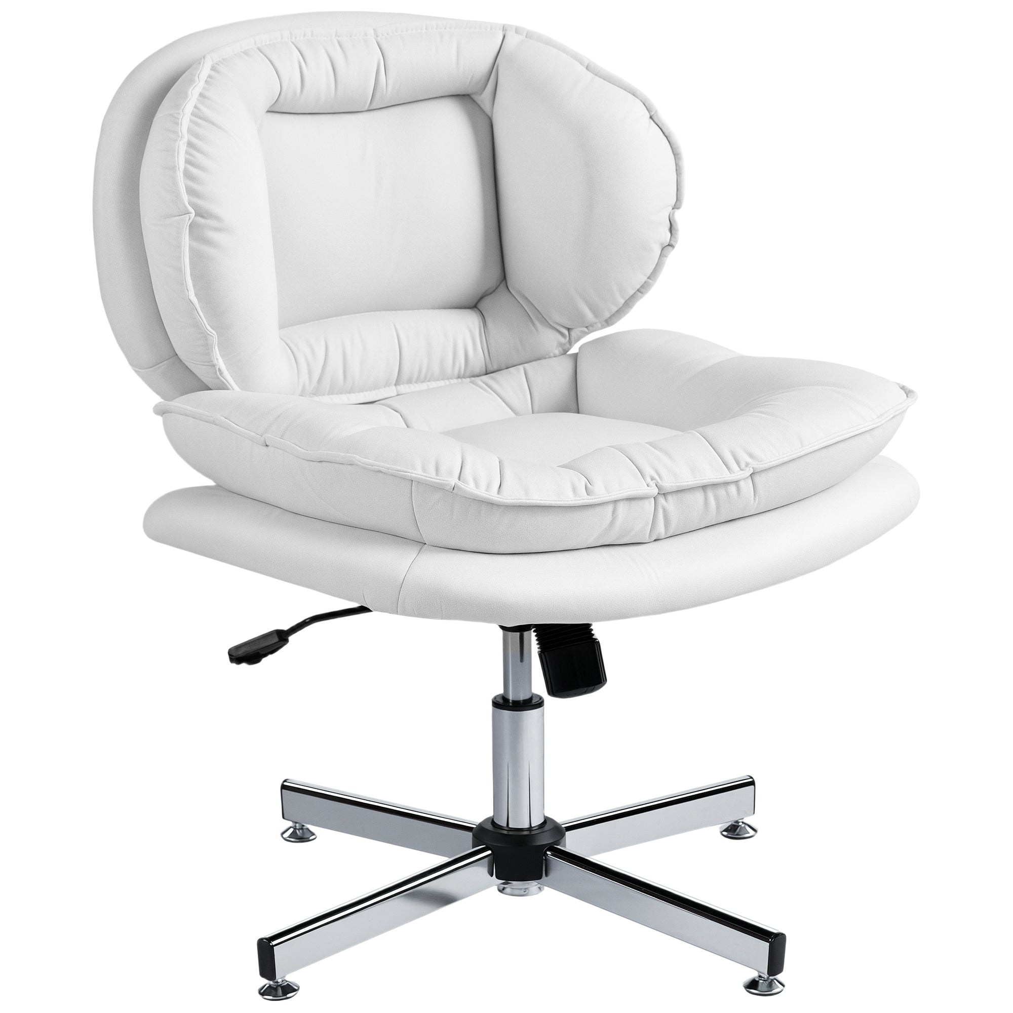Criss Cross Armless Office Chair - White Leathaire-Office Products > Office Furniture > Office Chairs > Task Chairs-DECOROLALA