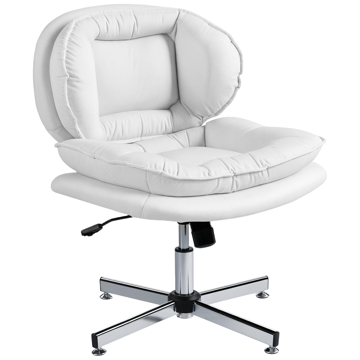 Criss Cross Armless Office Chair - White Leathaire-Task Chairs-DECOROLALA