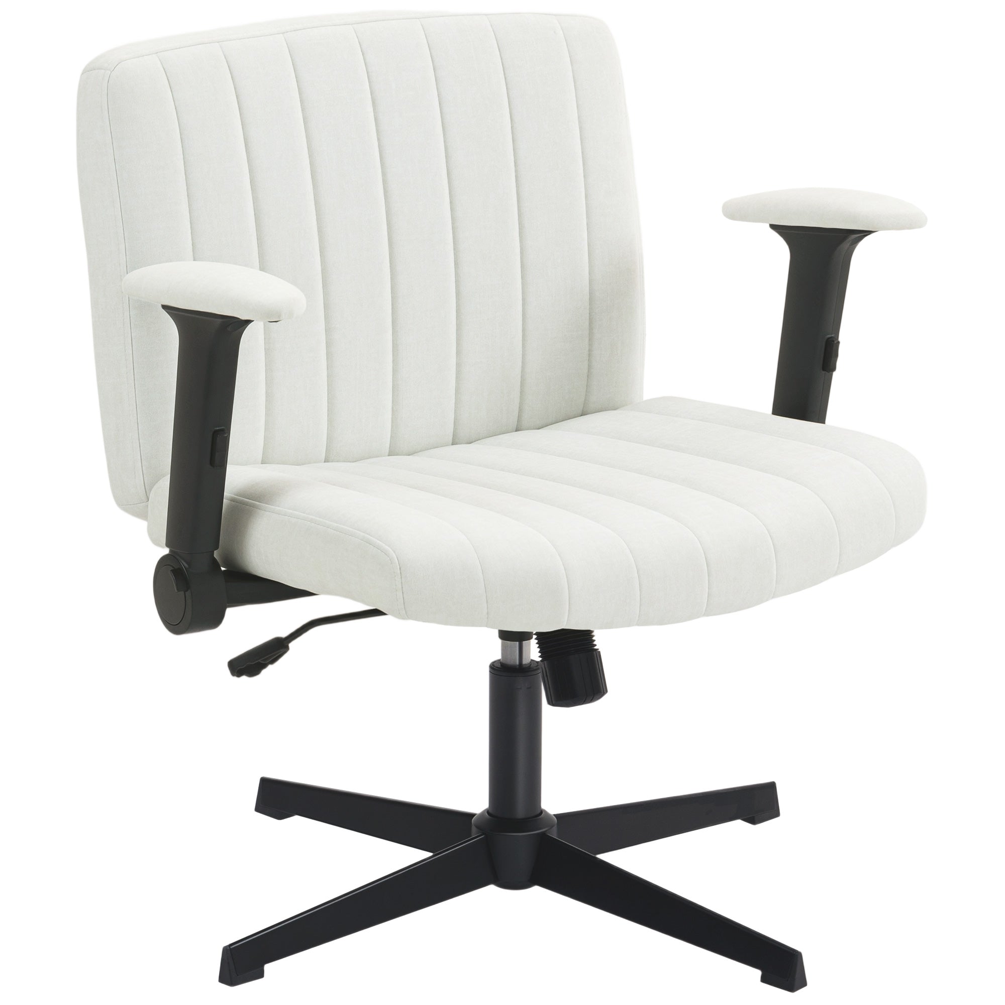 Criss Cross Chair - Beige Velvet Office Chair with Flip-up Arms-Office Products > Office Furniture > Office Chairs > Task Chairs-DECOROLALA