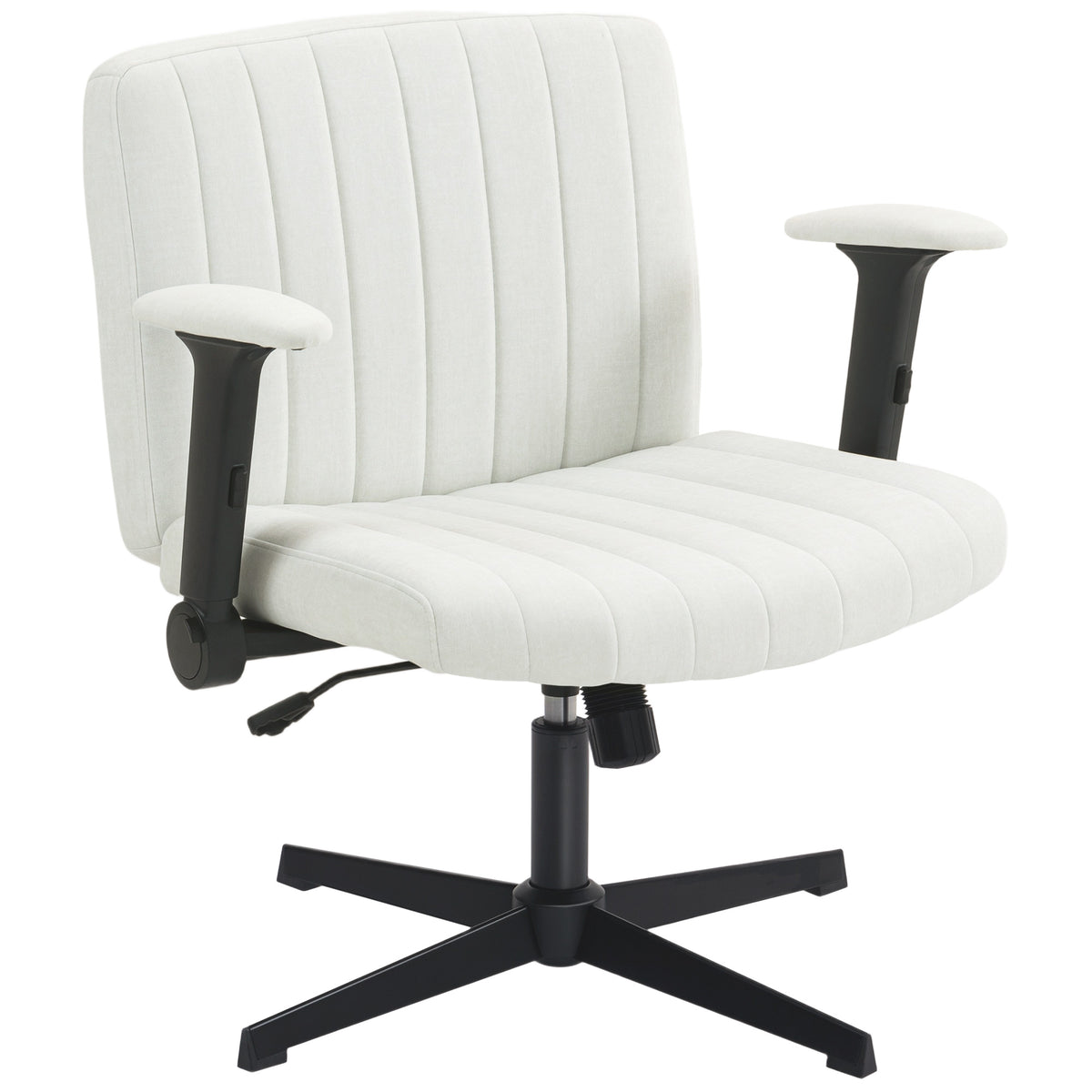 Criss Cross Chair - Beige Velvet Office Chair with Flip-up Arms-Task Chairs-DECOROLALA