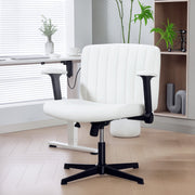 Criss Cross Chair - Beige Velvet Office Chair with Flip-up Arms-Task Chairs-DECOROLALA