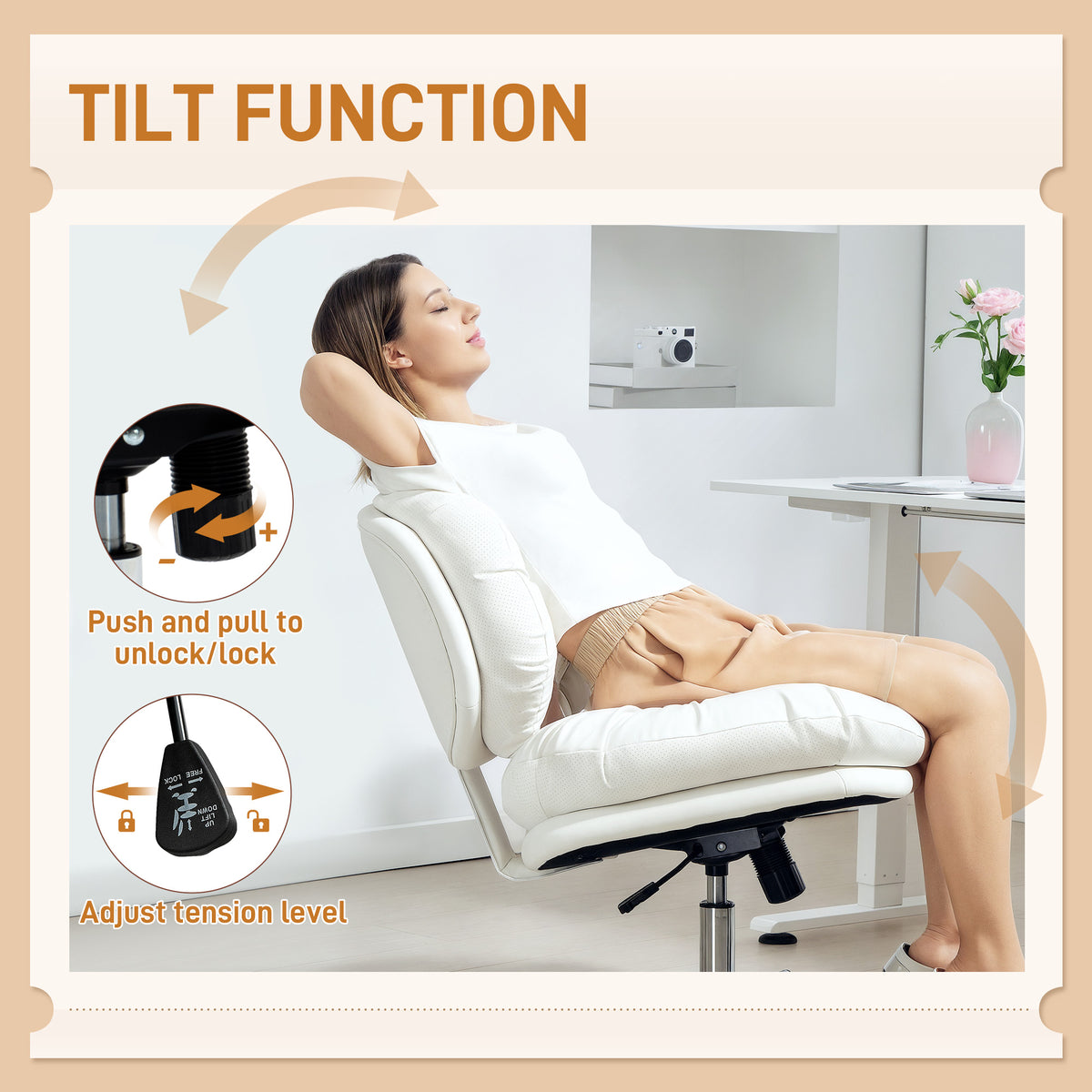 Criss Cross Chair - Swivel Wide Armless Office Chair White-Office Products > Office Furniture > Office Chairs > Task Chairs-DECOROLALA