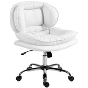 Criss Cross Chair - Swivel Wide Armless Office Chair White-Office Products > Office Furniture > Office Chairs > Task Chairs-DECOROLALA