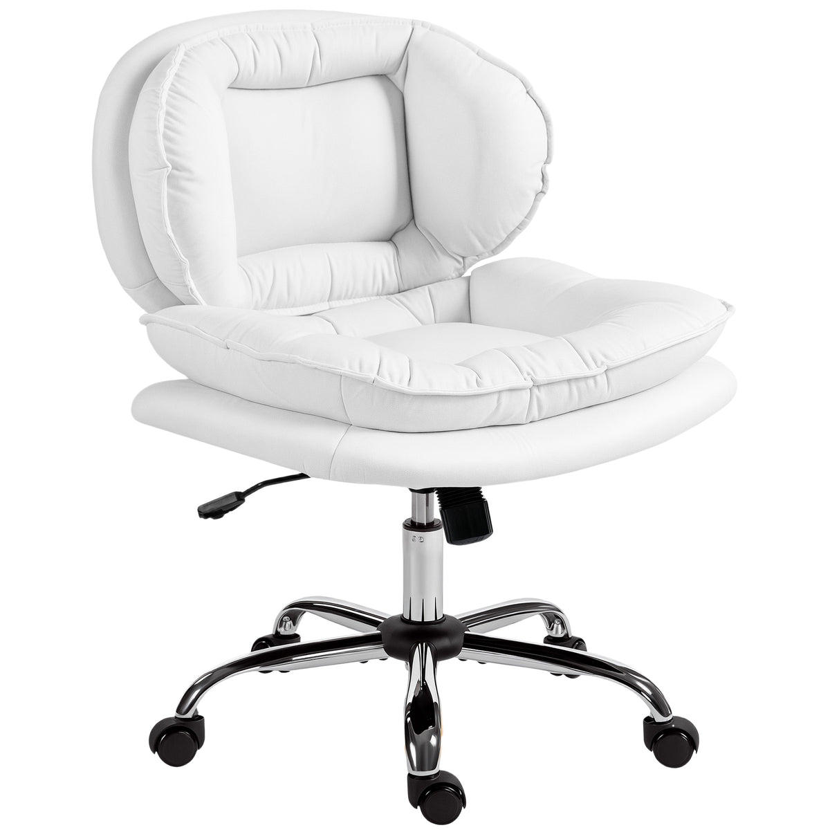 Criss Cross Chair - Swivel Wide Armless Office Chair White-Office Products > Office Furniture > Office Chairs > Task Chairs-DECOROLALA