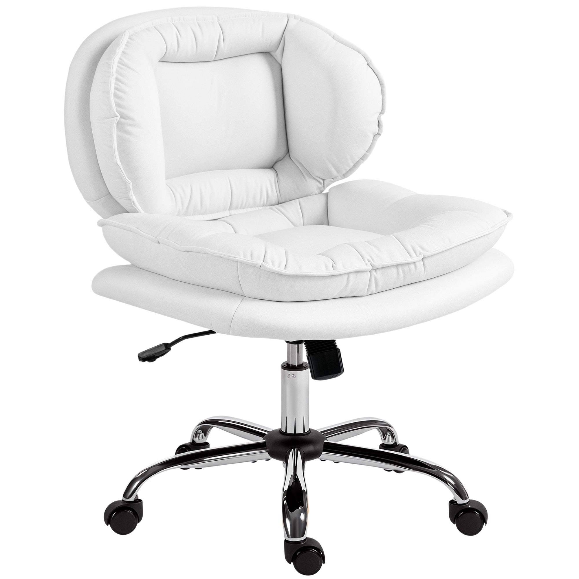 Criss Cross Chair - Swivel Wide Armless Office Chair White-Office Products > Office Furniture > Office Chairs > Task Chairs-DECOROLALA