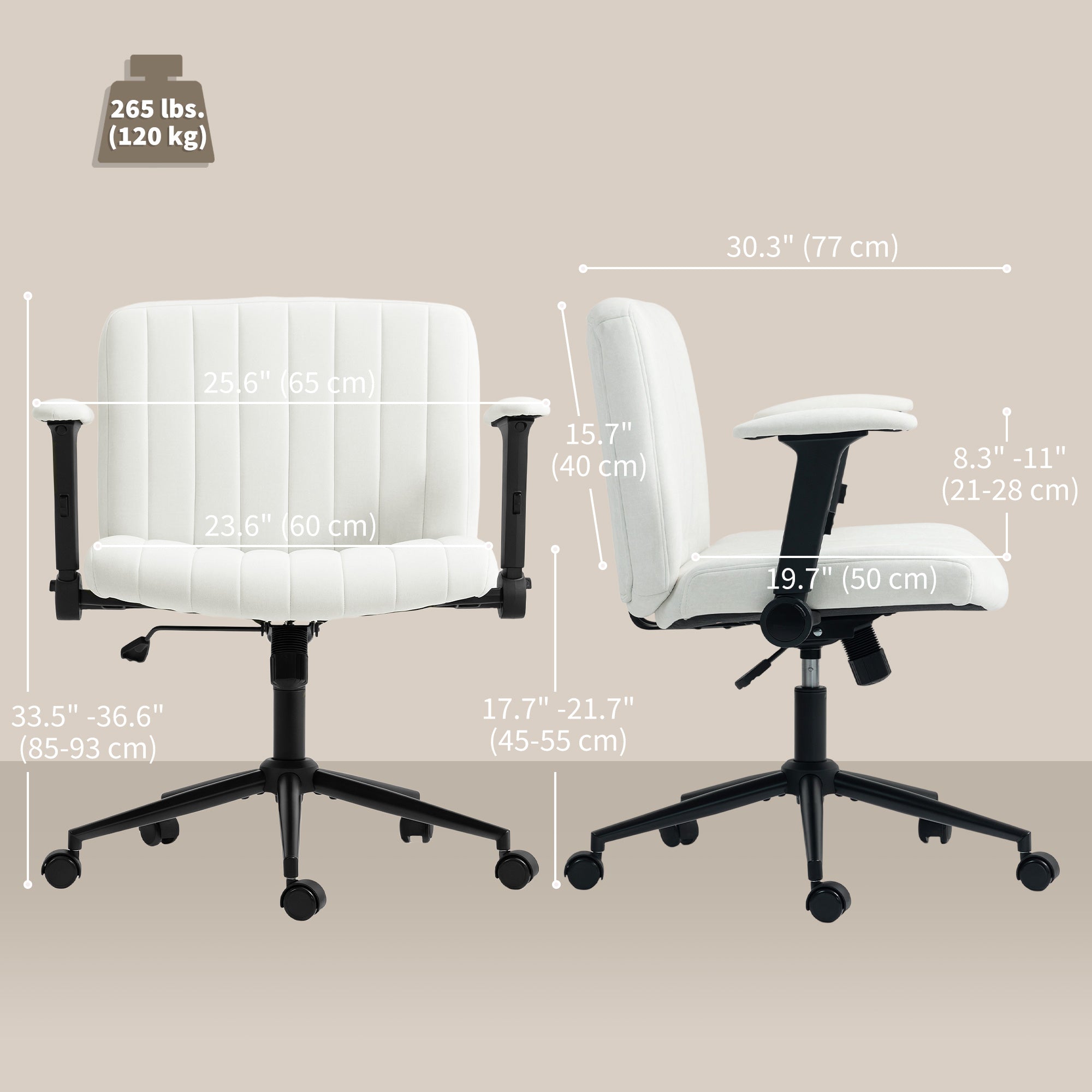 Criss Cross Office Chair - Cream White Velvet with Armrests-Office Products > Office Furniture > Office Chairs > Task Chairs-DECOROLALA