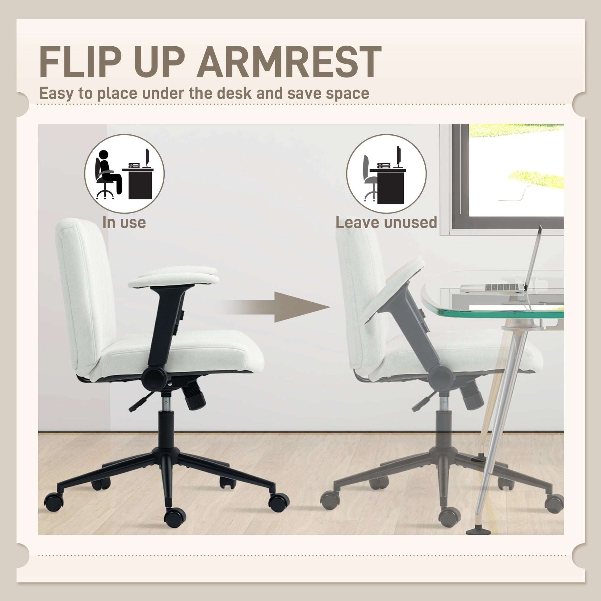 Criss Cross Office Chair - Cream White Velvet with Armrests-Office Products > Office Furniture > Office Chairs > Task Chairs-DECOROLALA