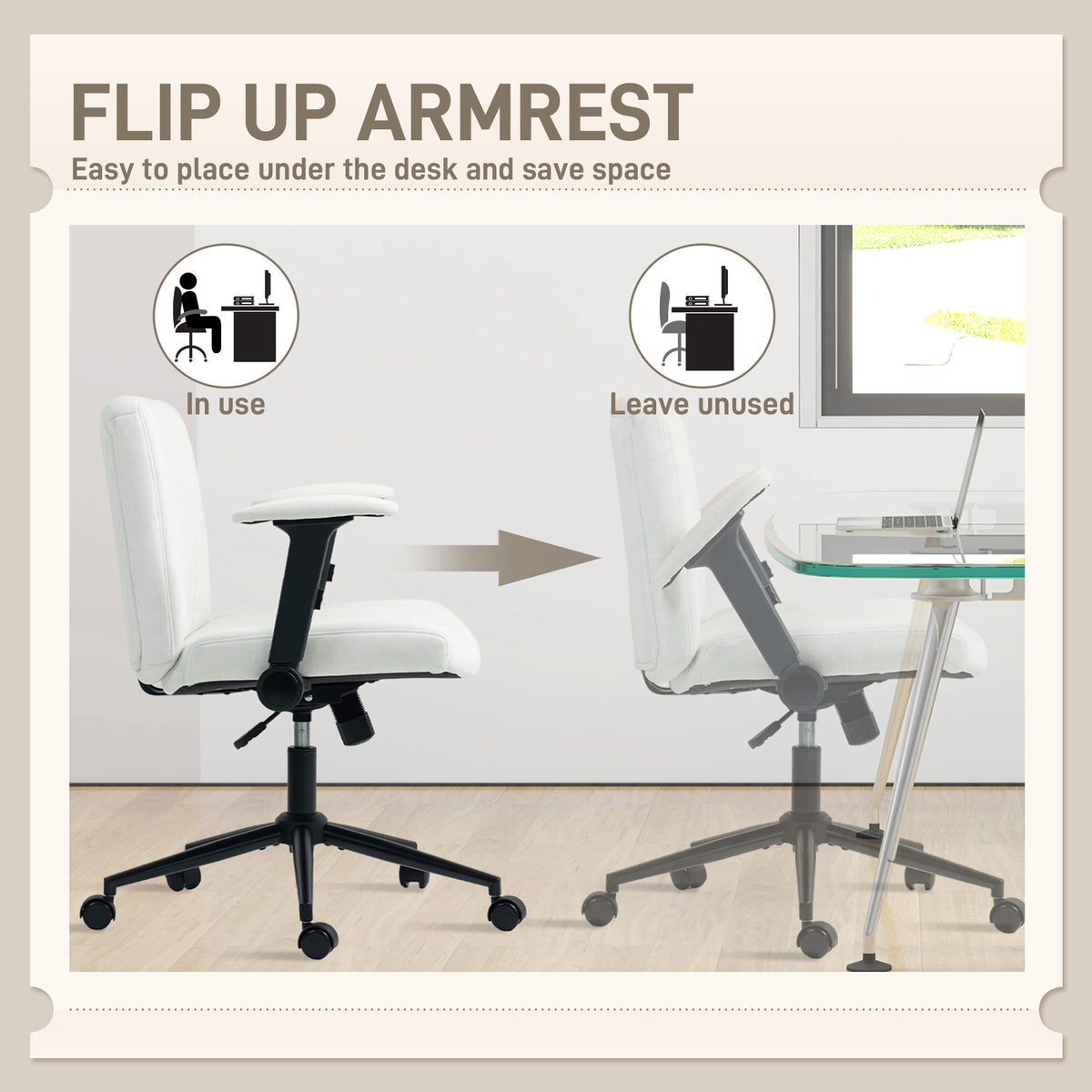 Criss Cross Office Chair - Cream White Velvet with Armrests-Office Products > Office Furniture > Office Chairs > Task Chairs-DECOROLALA