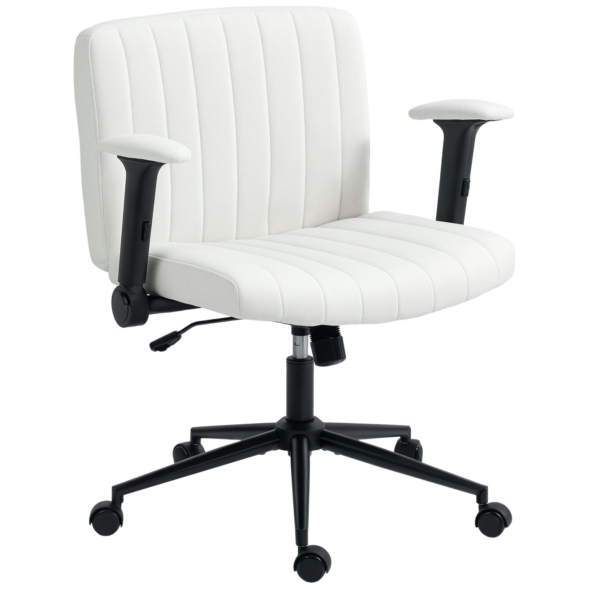 Criss Cross Office Chair - Cream White Velvet with Armrests-Office Products > Office Furniture > Office Chairs > Task Chairs-DECOROLALA