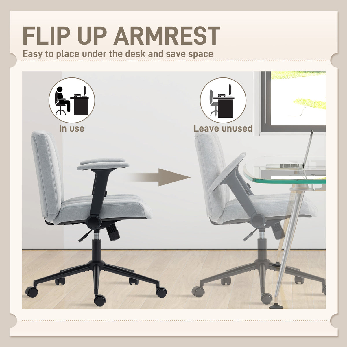 Criss Cross Office Chair - Grey Velvet Wide Seat with Armrests-Office Products > Office Furniture > Office Chairs > Task Chairs-DECOROLALA