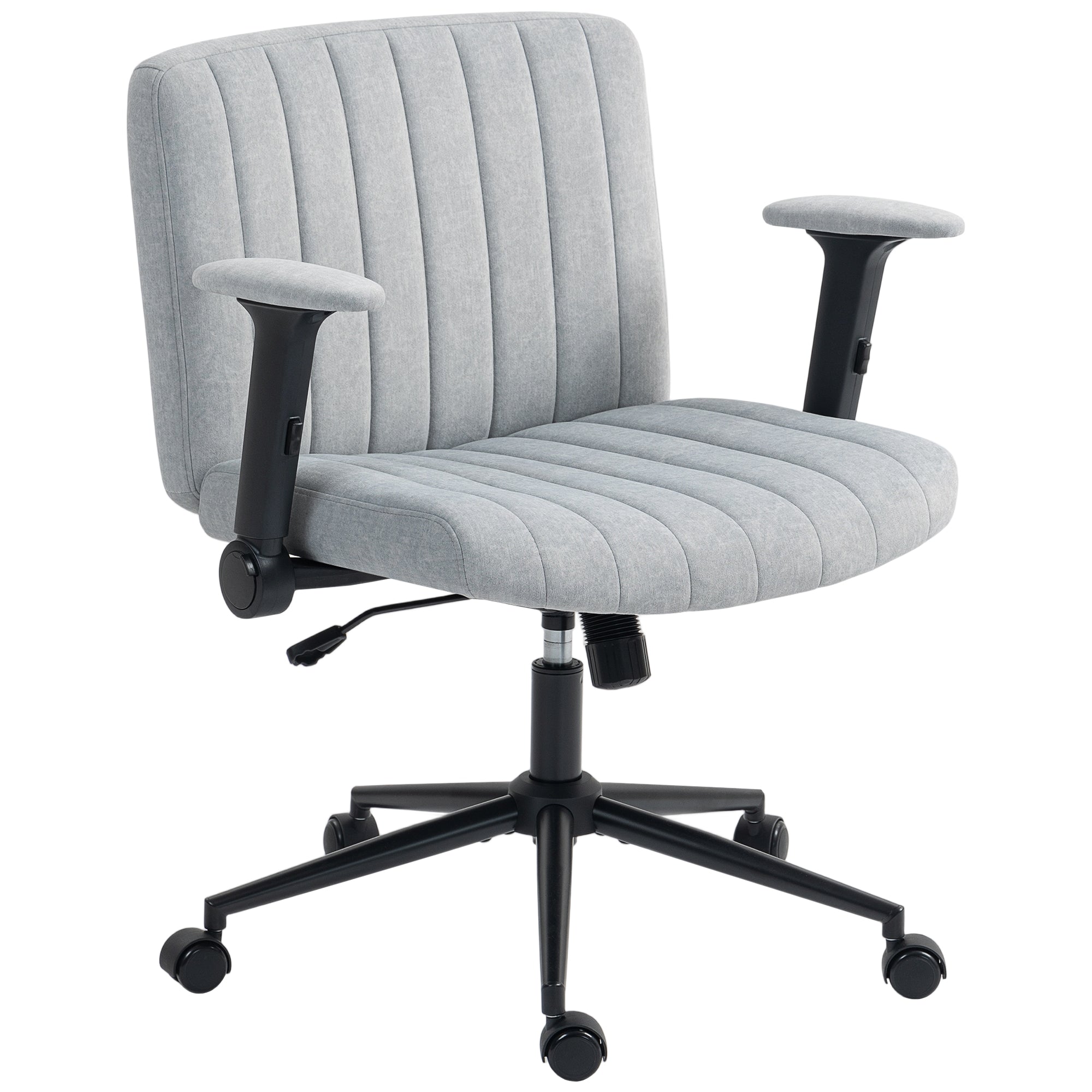 Criss Cross Office Chair - Grey Velvet Wide Seat with Armrests-Office Products > Office Furniture > Office Chairs > Task Chairs-DECOROLALA