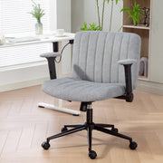 Criss Cross Office Chair - Grey Velvet Wide Seat with Armrests-Task Chairs-DECOROLALA