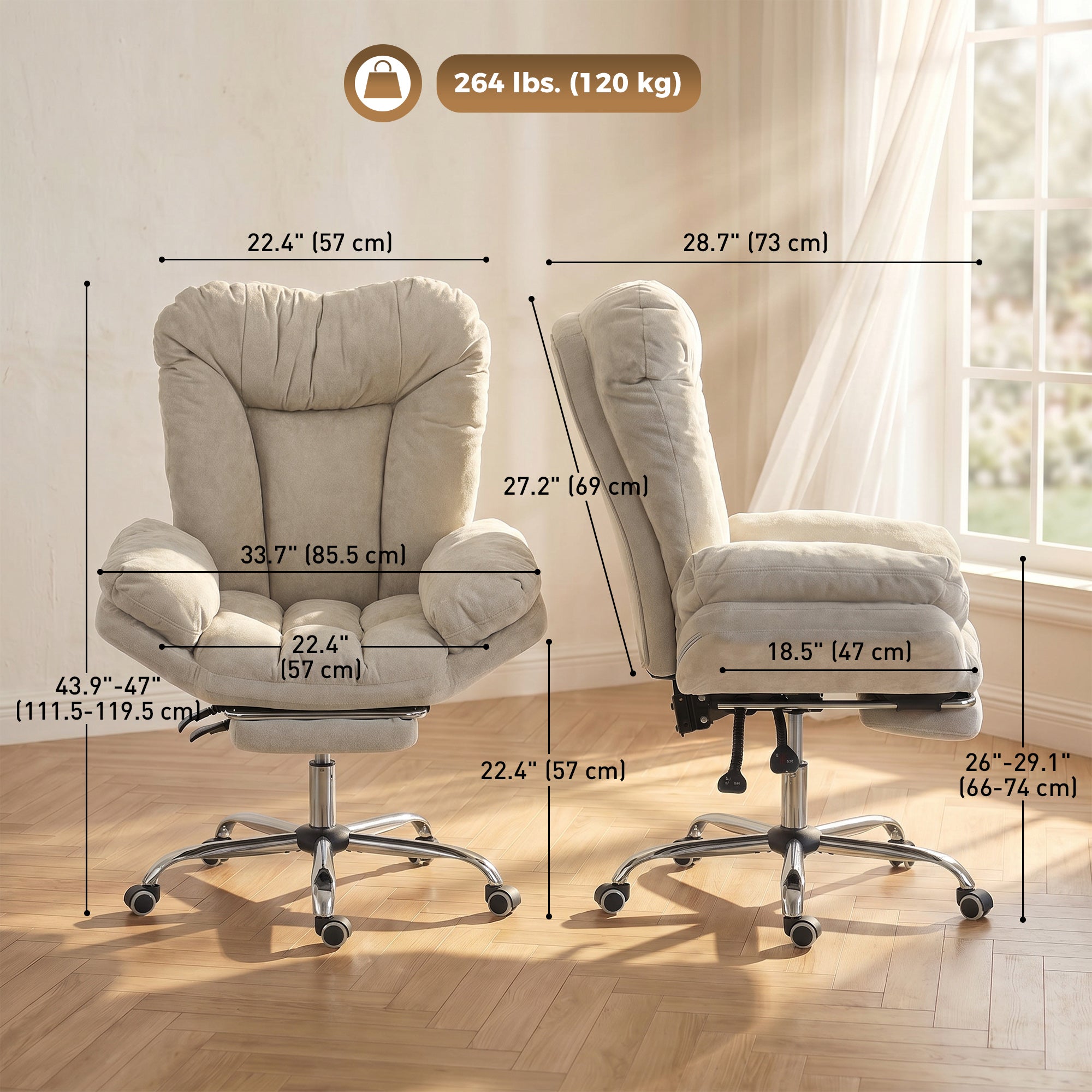 Criss Cross Office Chair - Light Grey Reclining with Footrest-Office Products > Office Furniture > Office Chairs > Task Chairs-DECOROLALA