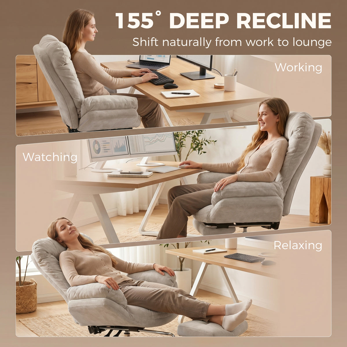 Criss Cross Office Chair - Light Grey Reclining with Footrest-Office Products > Office Furniture > Office Chairs > Task Chairs-DECOROLALA