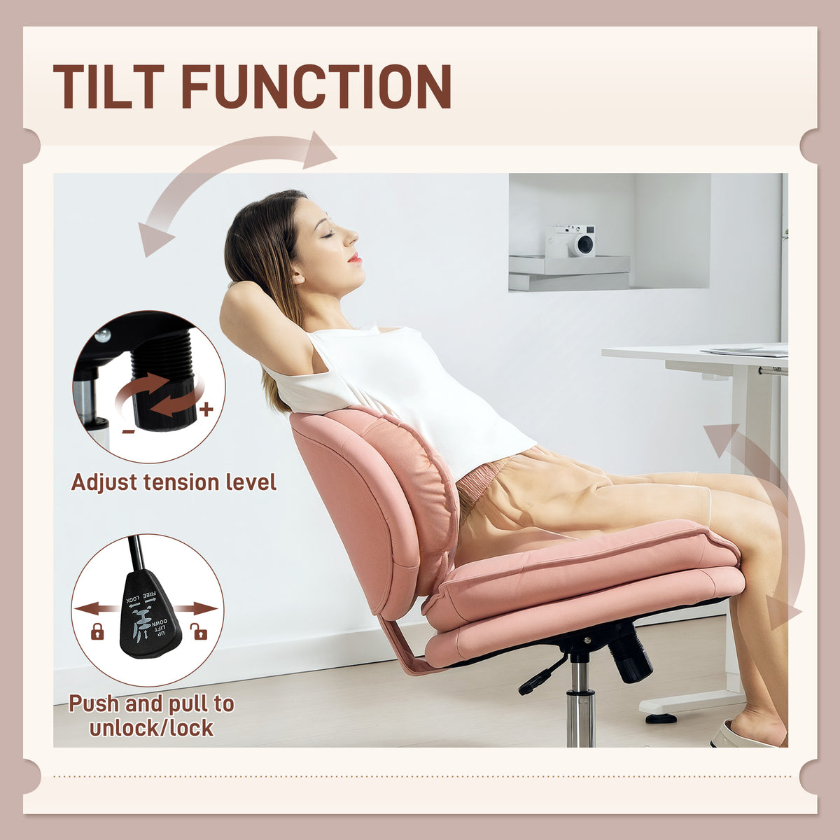 Criss Cross Office Chair - Swivel Wide Armless Pink Leathaire-Office Products > Office Furniture > Office Chairs > Task Chairs-DECOROLALA