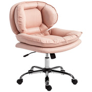 Criss Cross Office Chair - Swivel Wide Armless Pink Leathaire-Office Products > Office Furniture > Office Chairs > Task Chairs-DECOROLALA