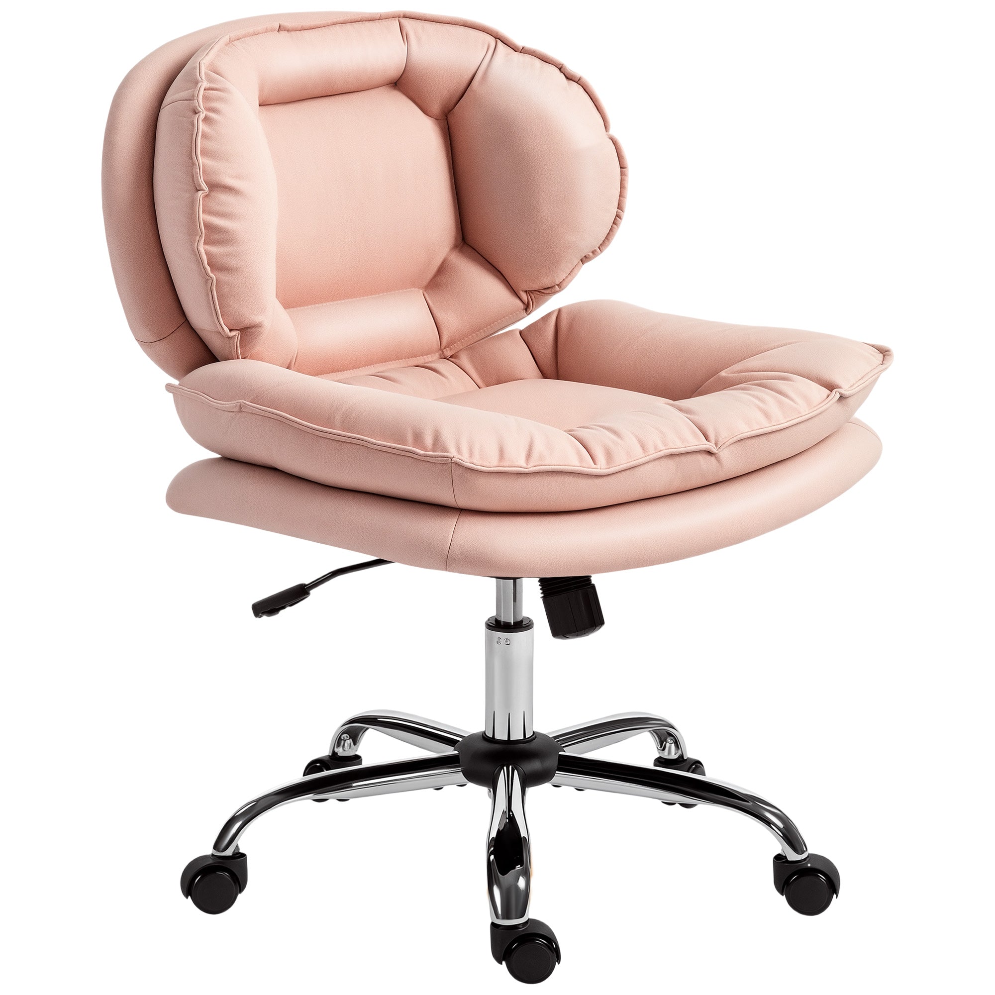 Criss Cross Office Chair - Swivel Wide Armless Pink Leathaire-Office Products > Office Furniture > Office Chairs > Task Chairs-DECOROLALA