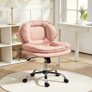 Criss Cross Office Chair - Swivel Wide Armless Pink Leathaire-Task Chairs-DECOROLALA