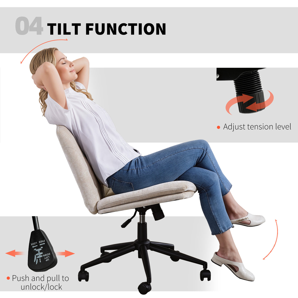 Criss Cross Office Chair - Wide Armless Swivel Beige-Office Products > Office Furniture > Office Chairs > Task Chairs-DECOROLALA