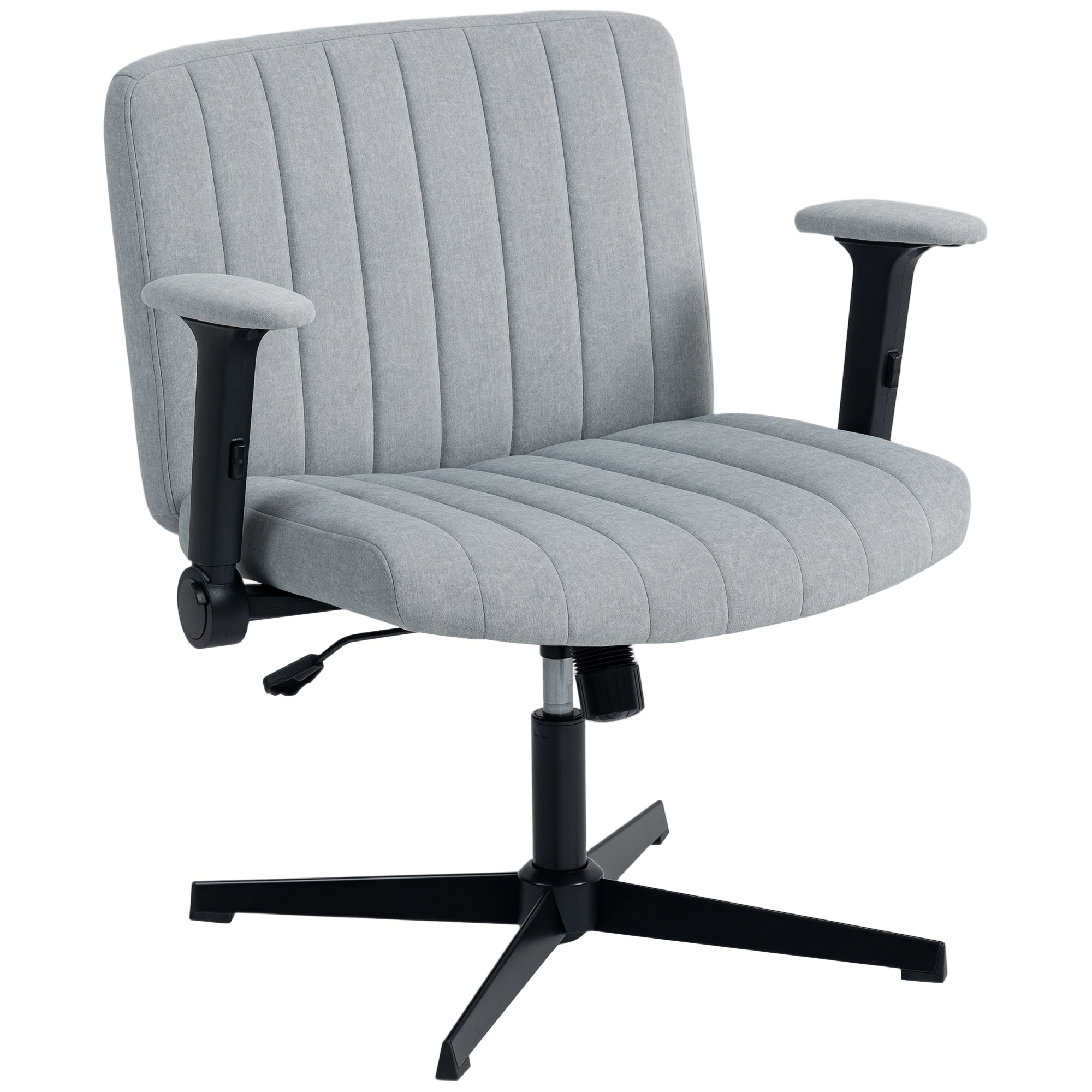 Criss Cross Office Chair - Wide Velvet Grey Armless Swivel-Office Products > Office Furniture > Office Chairs > Task Chairs-DECOROLALA