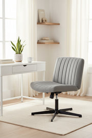 Criss Cross Office Chair - Wide Velvet Grey Armless Swivel-Task Chairs-DECOROLALA