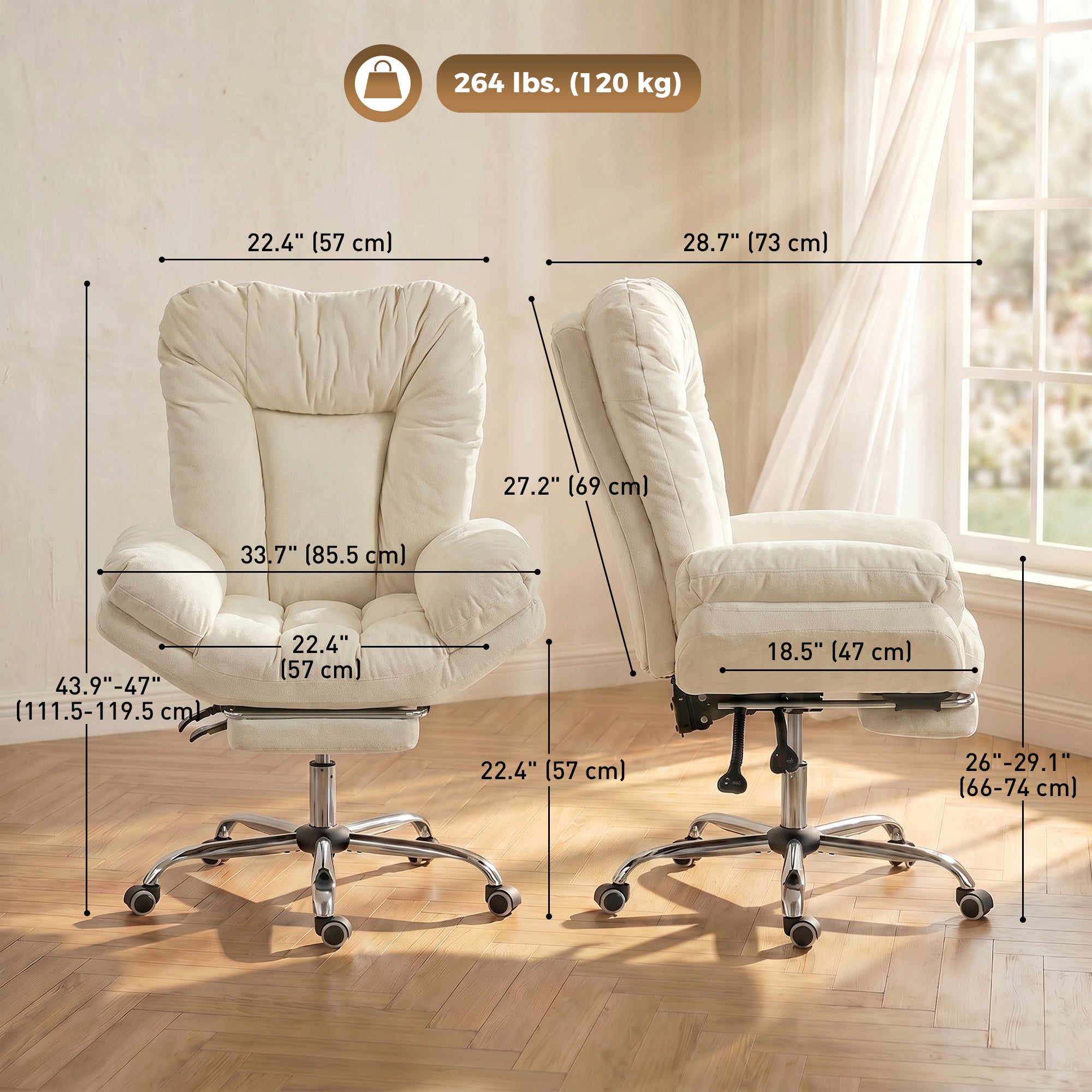 Criss Cross Office Chair with Footrest - Beige Reclining-Office Products > Office Furniture > Office Chairs > Task Chairs-DECOROLALA
