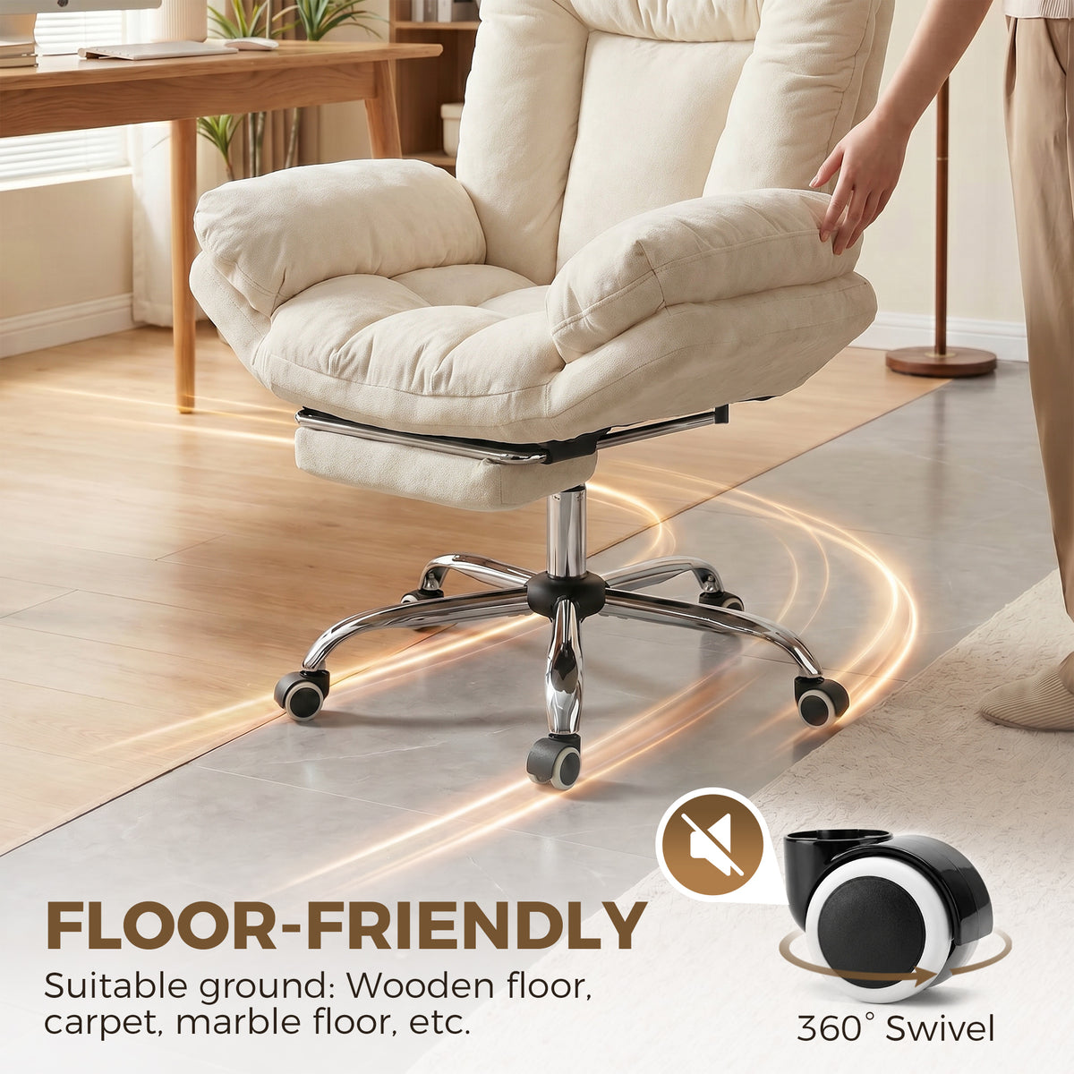 Criss Cross Office Chair with Footrest - Beige Reclining-Office Products > Office Furniture > Office Chairs > Task Chairs-DECOROLALA