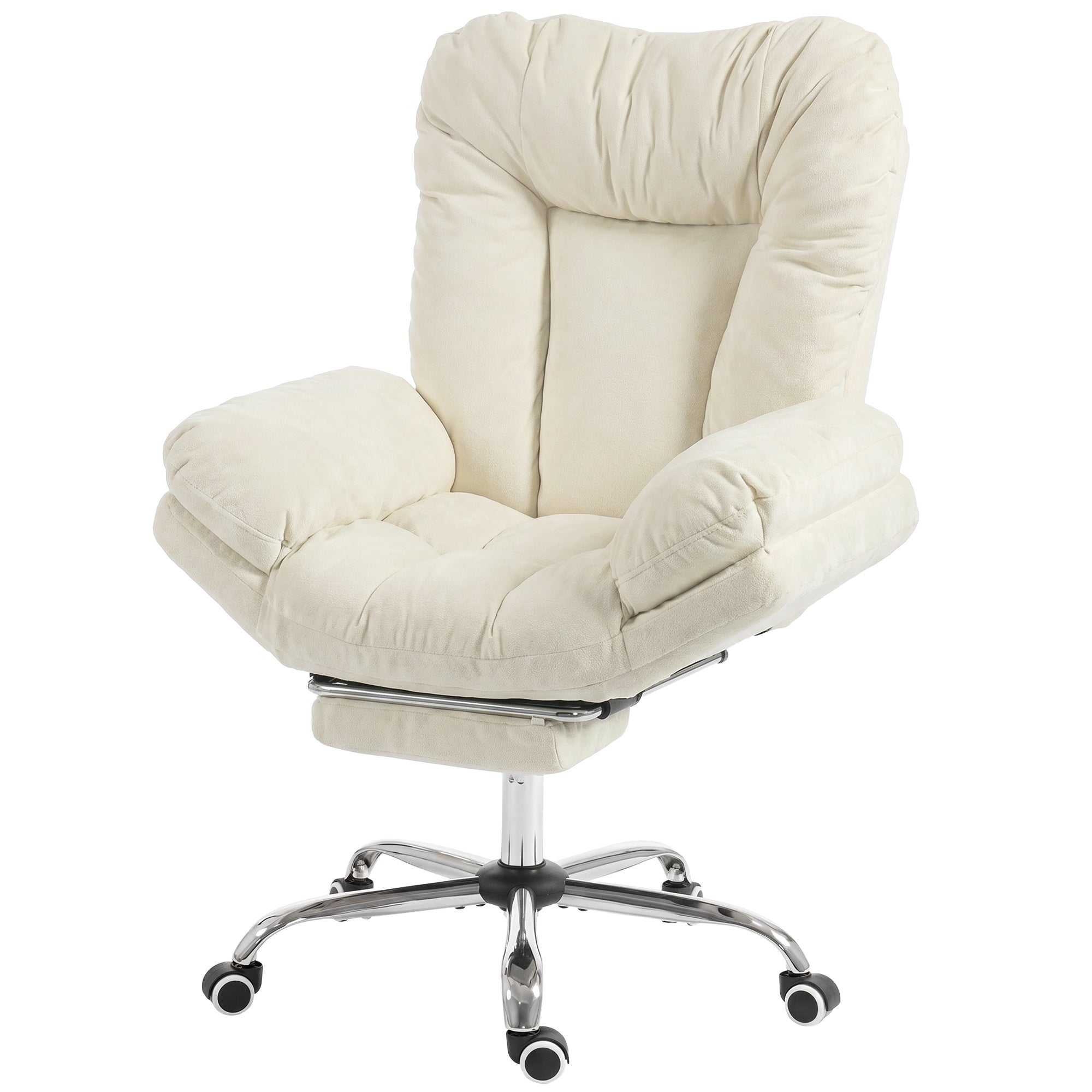 Criss Cross Office Chair with Footrest - Beige Reclining-Office Products > Office Furniture > Office Chairs > Task Chairs-DECOROLALA