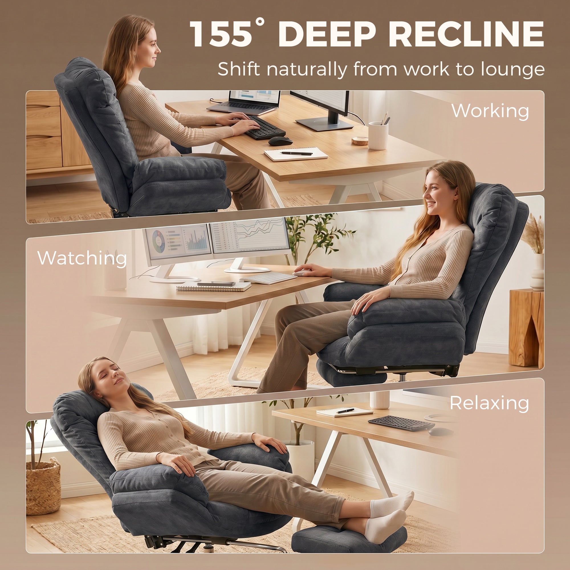 Criss Cross Office Chair with Footrest - Dark Grey-Office Products > Office Furniture > Office Chairs > Task Chairs-DECOROLALA