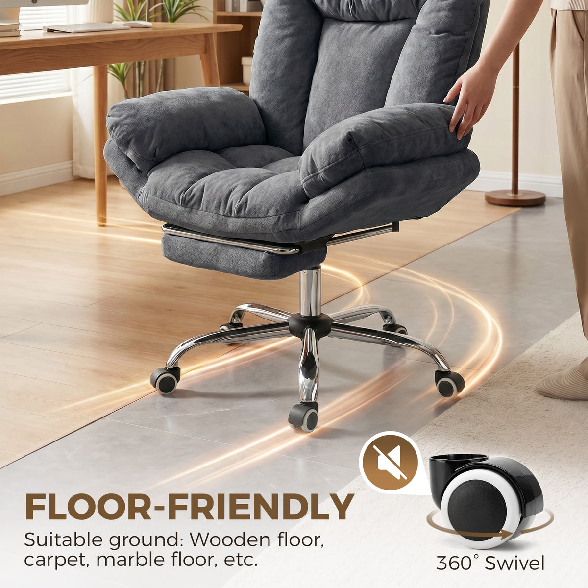 Criss Cross Office Chair with Footrest - Dark Grey-Office Products > Office Furniture > Office Chairs > Task Chairs-DECOROLALA