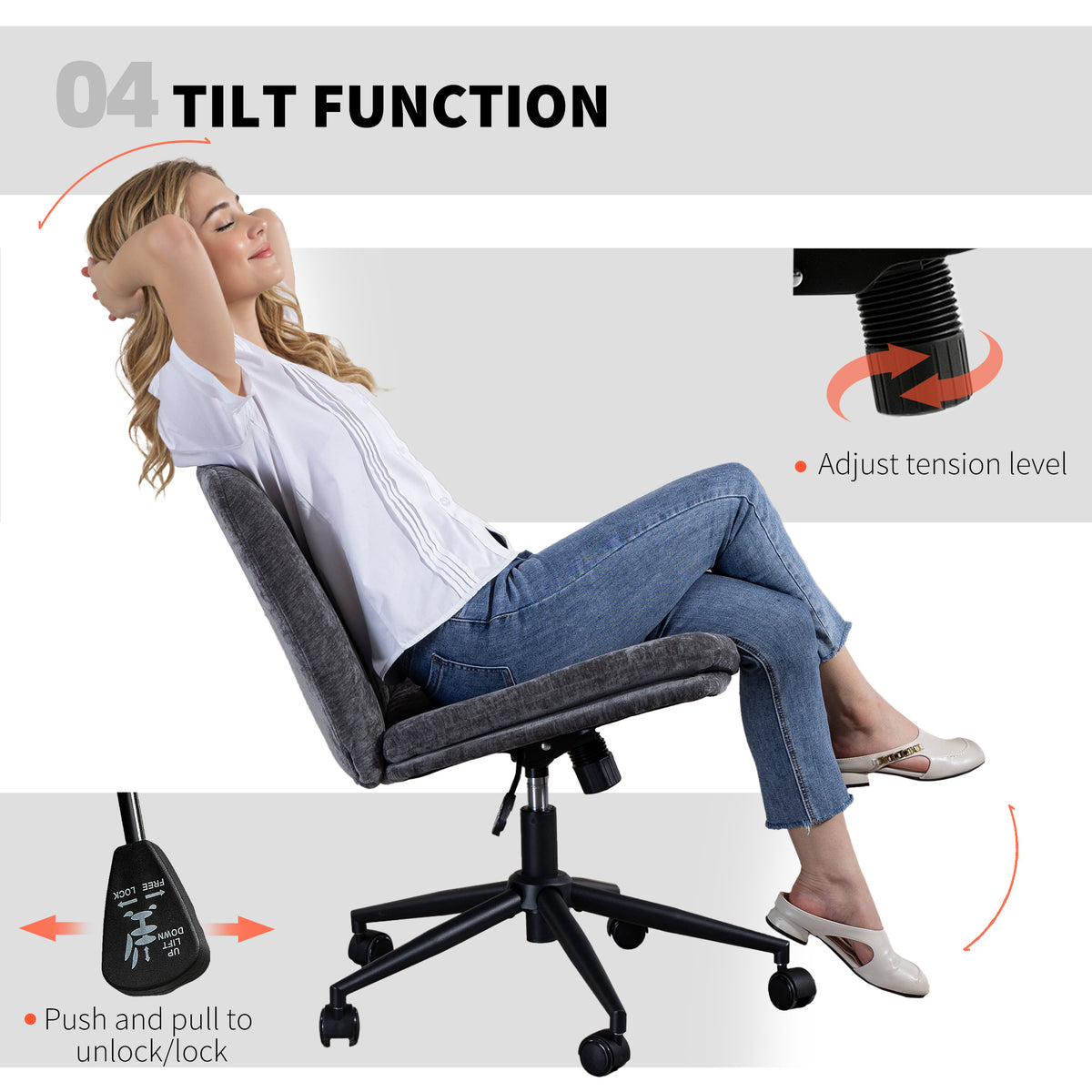 Criss Cross Office Chair with Wheels - Grey Chenille-Office Products > Office Furniture > Office Chairs > Task Chairs-DECOROLALA