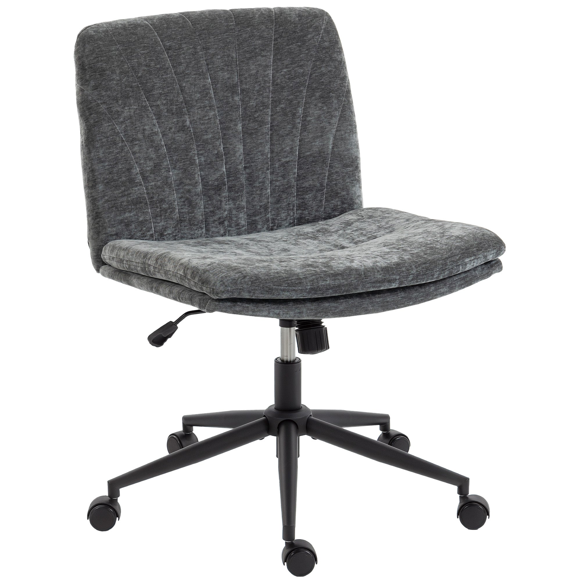 Criss Cross Office Chair with Wheels - Grey Chenille-Office Products > Office Furniture > Office Chairs > Task Chairs-DECOROLALA