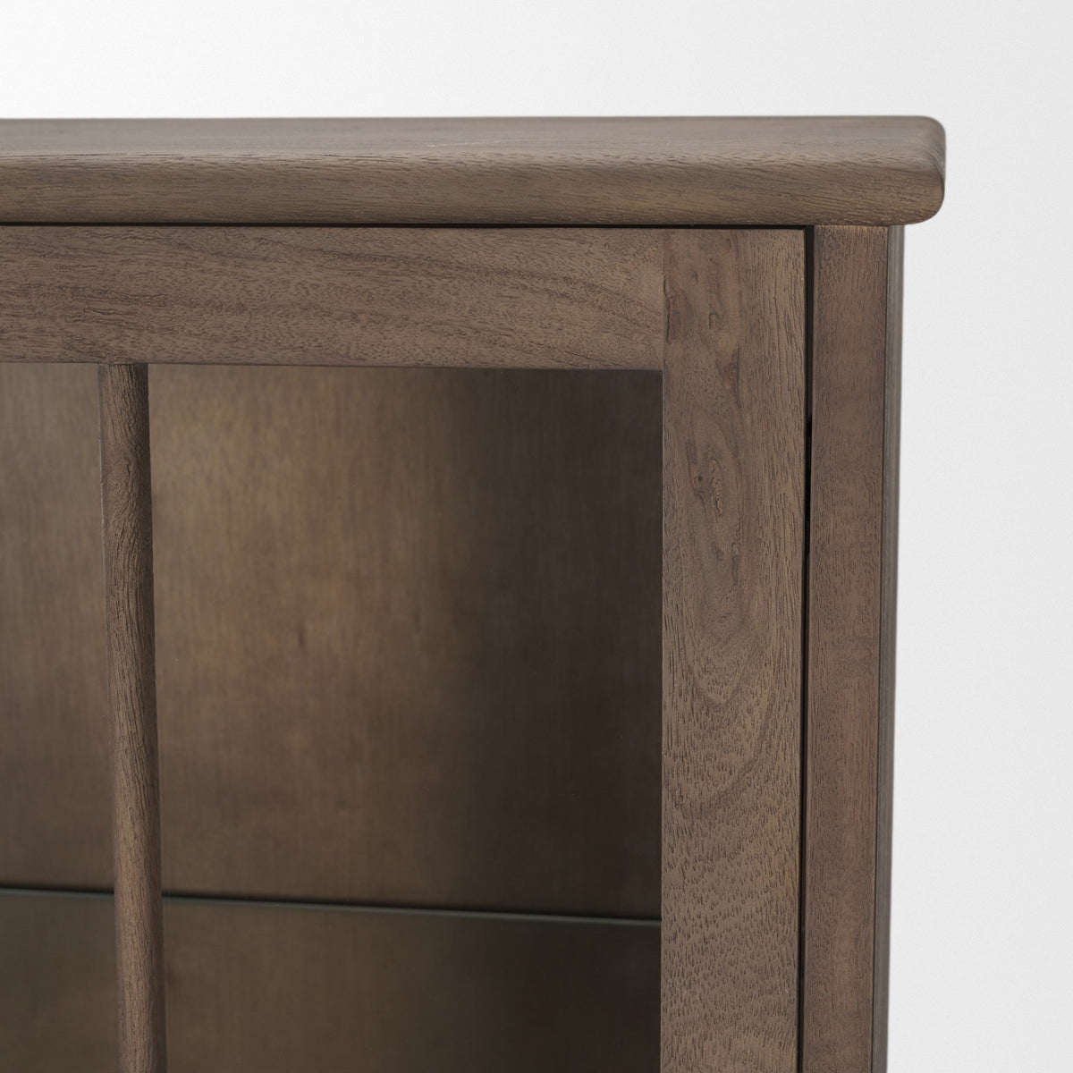Cromwell Spiral Turned Display Cabinet | Mid-Brown Wood-Cabinets-DECOROLALA
