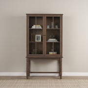 Cromwell Spiral Turned Display Cabinet | Mid-Brown Wood-Cabinets-DECOROLALA