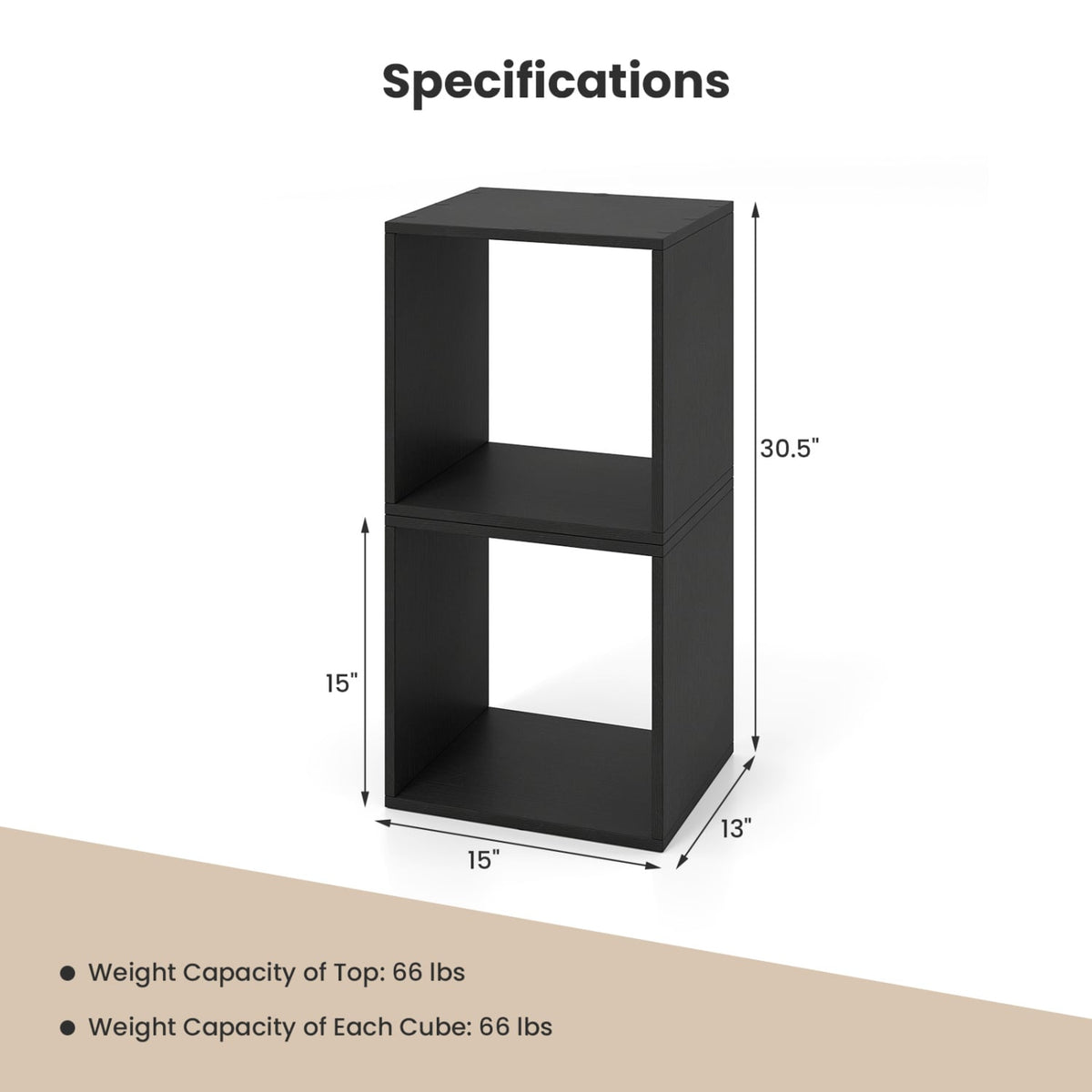 Cube Storage Organizer Set of 2 for Living Room Bedroom Study-Black-Bookcases-DECOROLALA