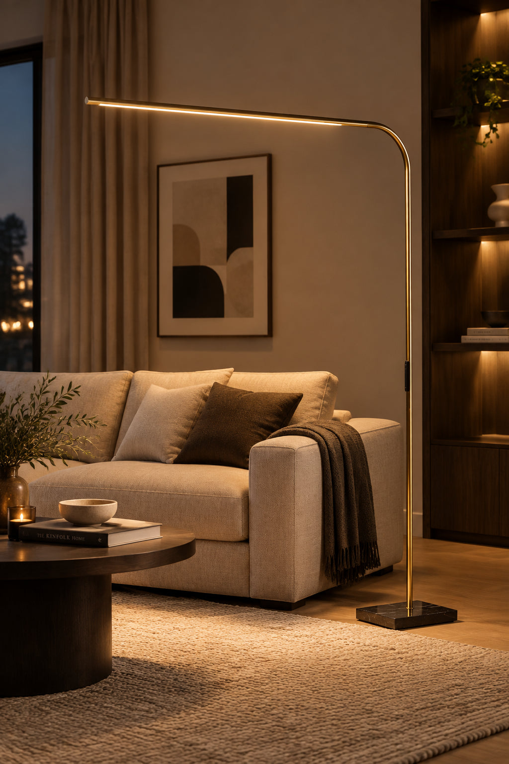 Cullen LED Arc Lamp - Black Marble 74"-Lighting-DECOROLALA