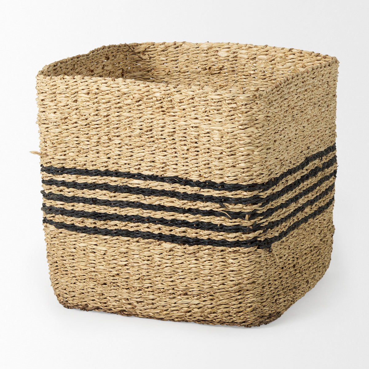 Cullen Square Seagrass Baskets - Set of 3 Grey-Decorative Baskets-DECOROLALA