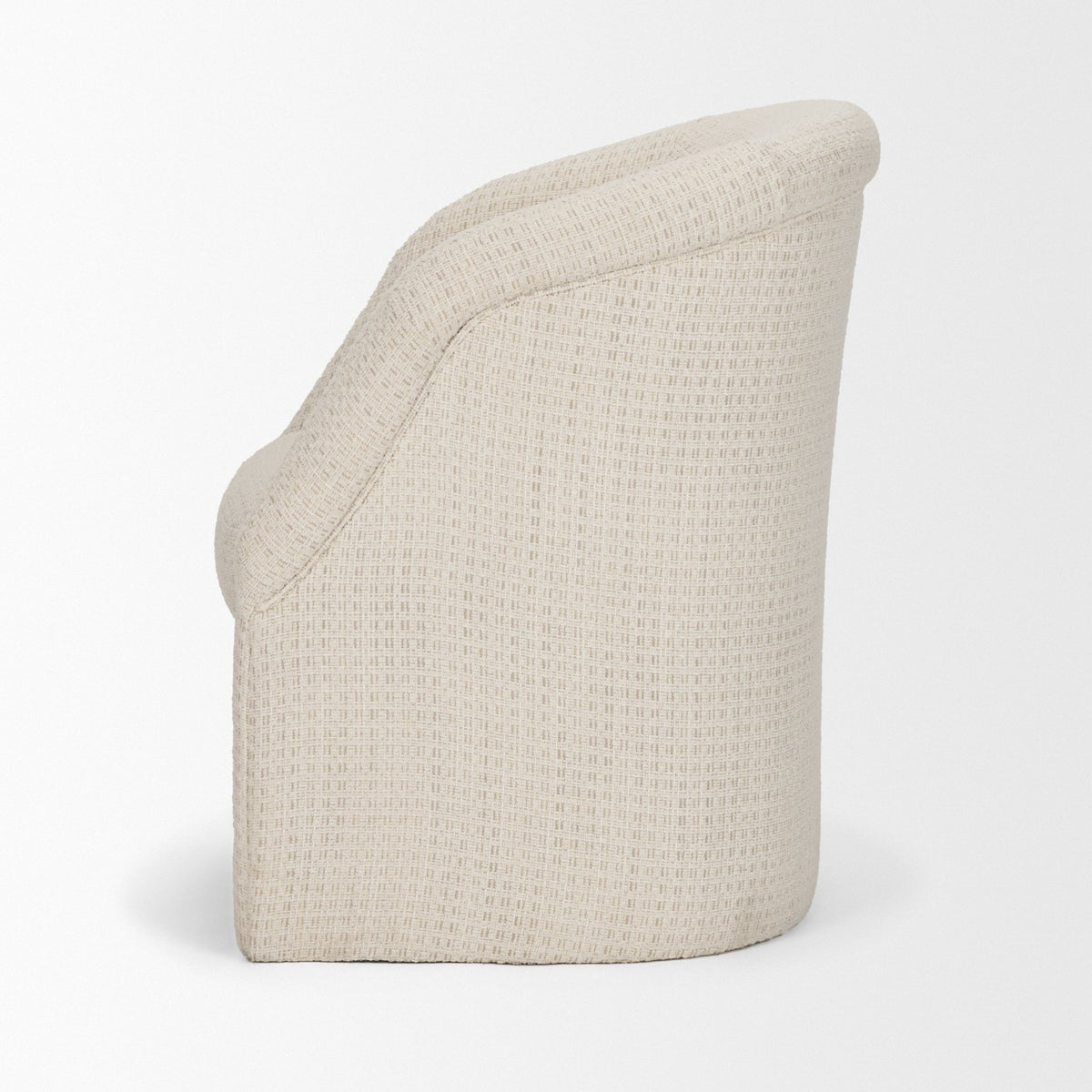Curtis Barrel Back Dining Arm Chair | Fabric w/ Tapered Wood-Dining Chairs-DECOROLALA