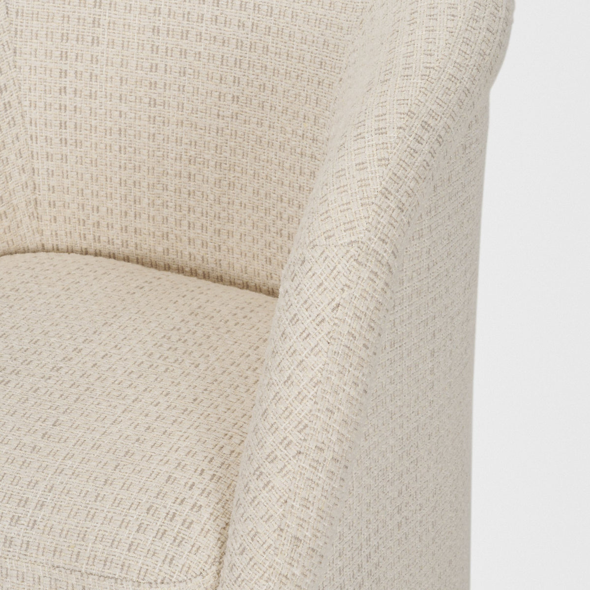 Curtis Barrel Back Dining Arm Chair | Fabric w/ Tapered Wood-Dining Chairs-DECOROLALA