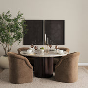 Curtis Barrel Back Dining Arm Chair | Fabric w/ Tapered Wood-Dining Chairs-DECOROLALA