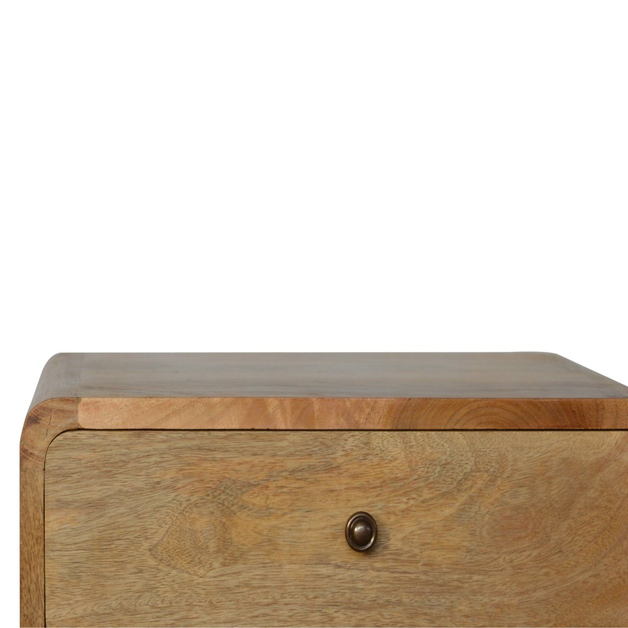 Curved 2-Drawer Nightstand - Solid Mango Wood Oak-ish Finish-Nightstand-DECOROLALA