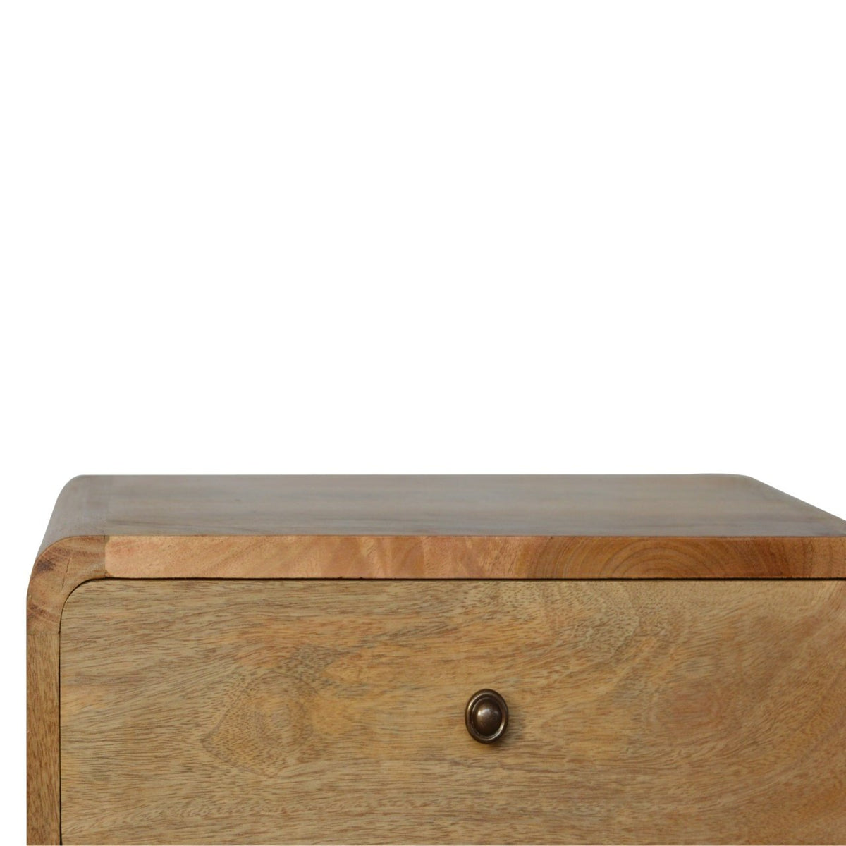 Curved 2-Drawer Nightstand - Solid Mango Wood Oak-ish Finish-Nightstands-DECOROLALA