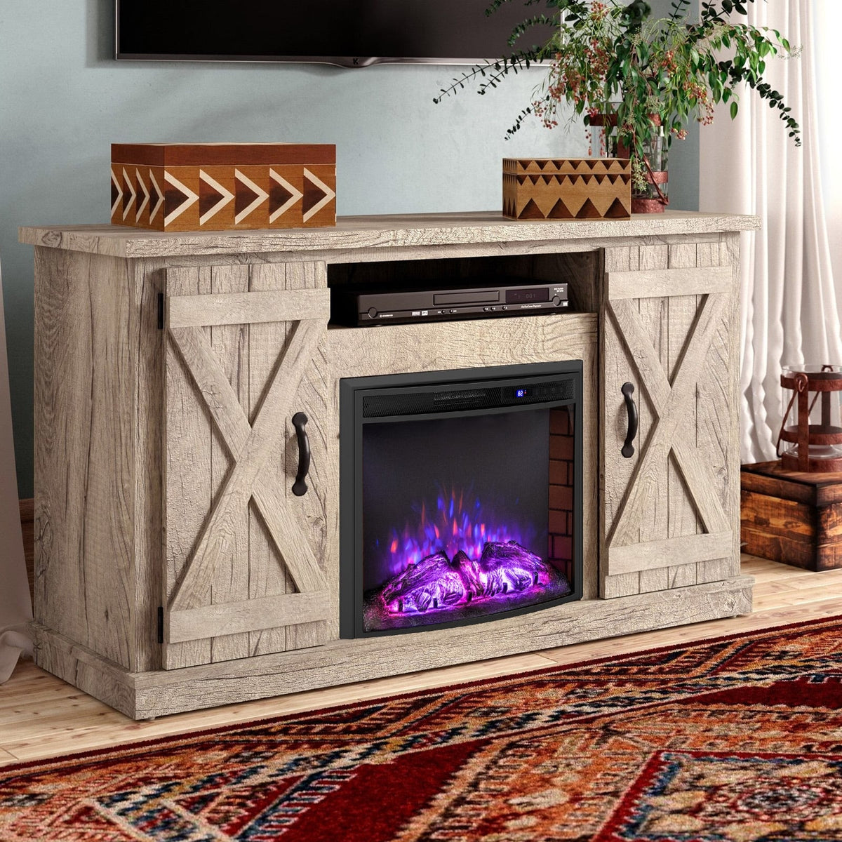 Curved Recessed Electric Fireplace Insert with Remote Control and Overheat Protection-26 Inch-Fireplaces-DECOROLALA