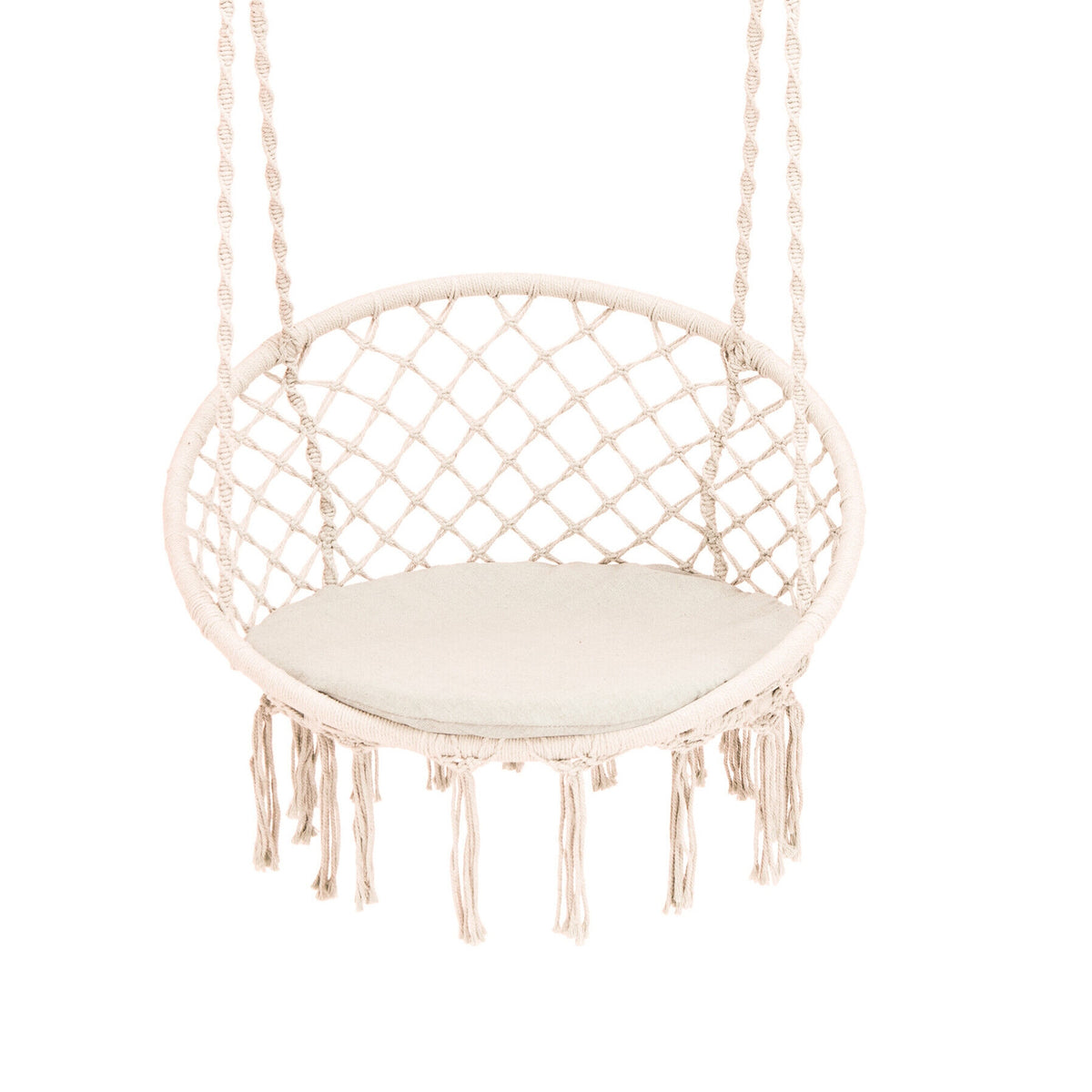 Cushioned Hammock Swing Chair with Hanging Kit-Beige-Hammocks-DECOROLALA
