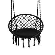 Cushioned Hammock Swing Chair with Hanging Kit-Black-Hammocks-DECOROLALA