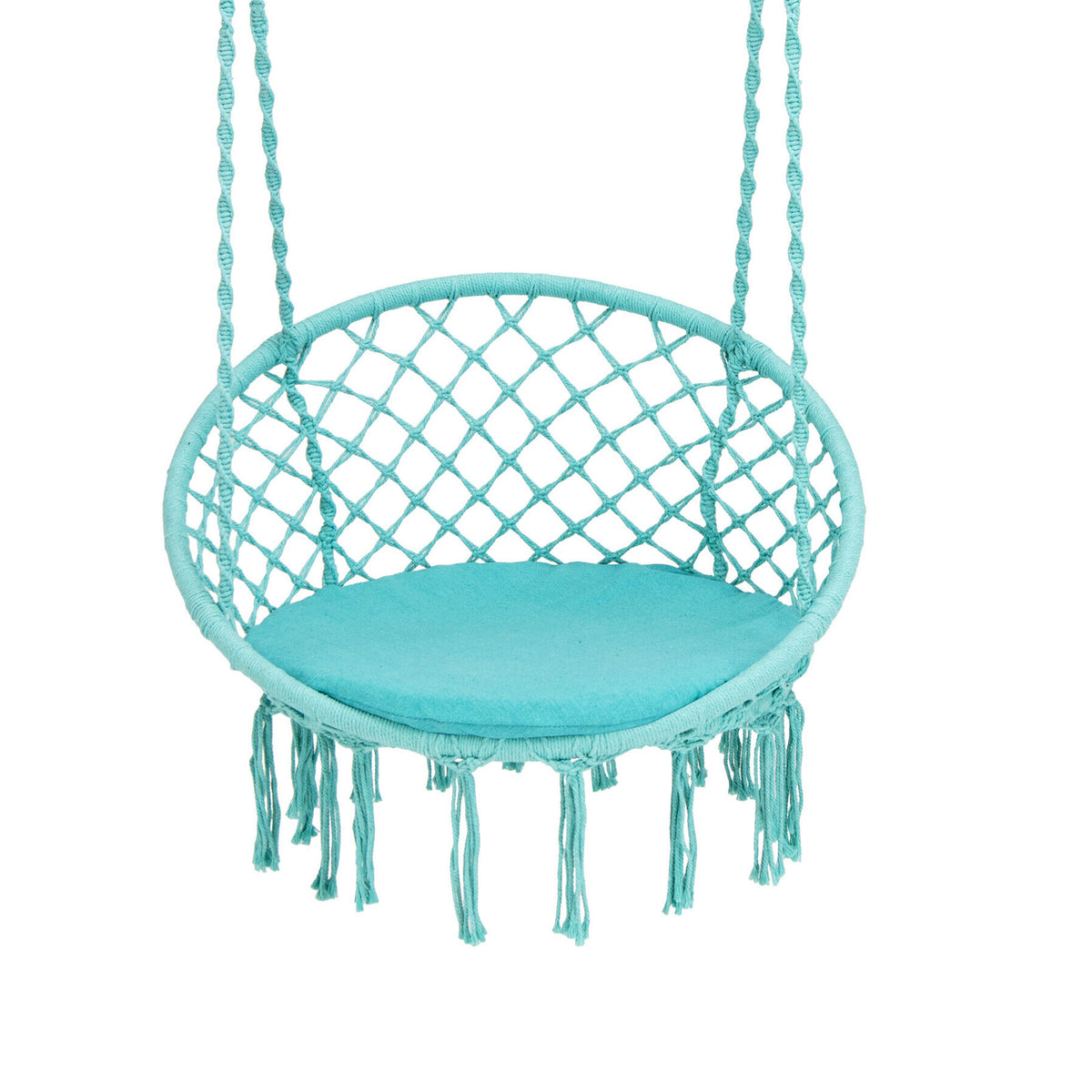 Cushioned Hammock Swing Chair with Hanging Kit-Turquoise-Hammocks-DECOROLALA