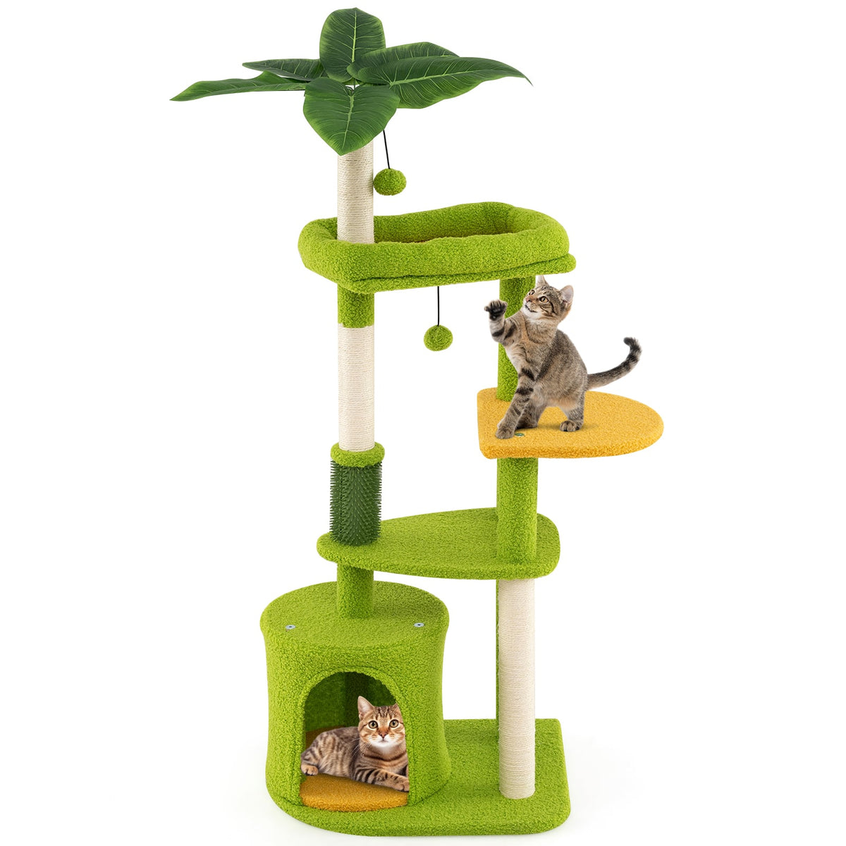Cute Cat Tree for Adult Cats Multi-level Kitty Tower-Green-Cat Trees & Scratchers-DECOROLALA