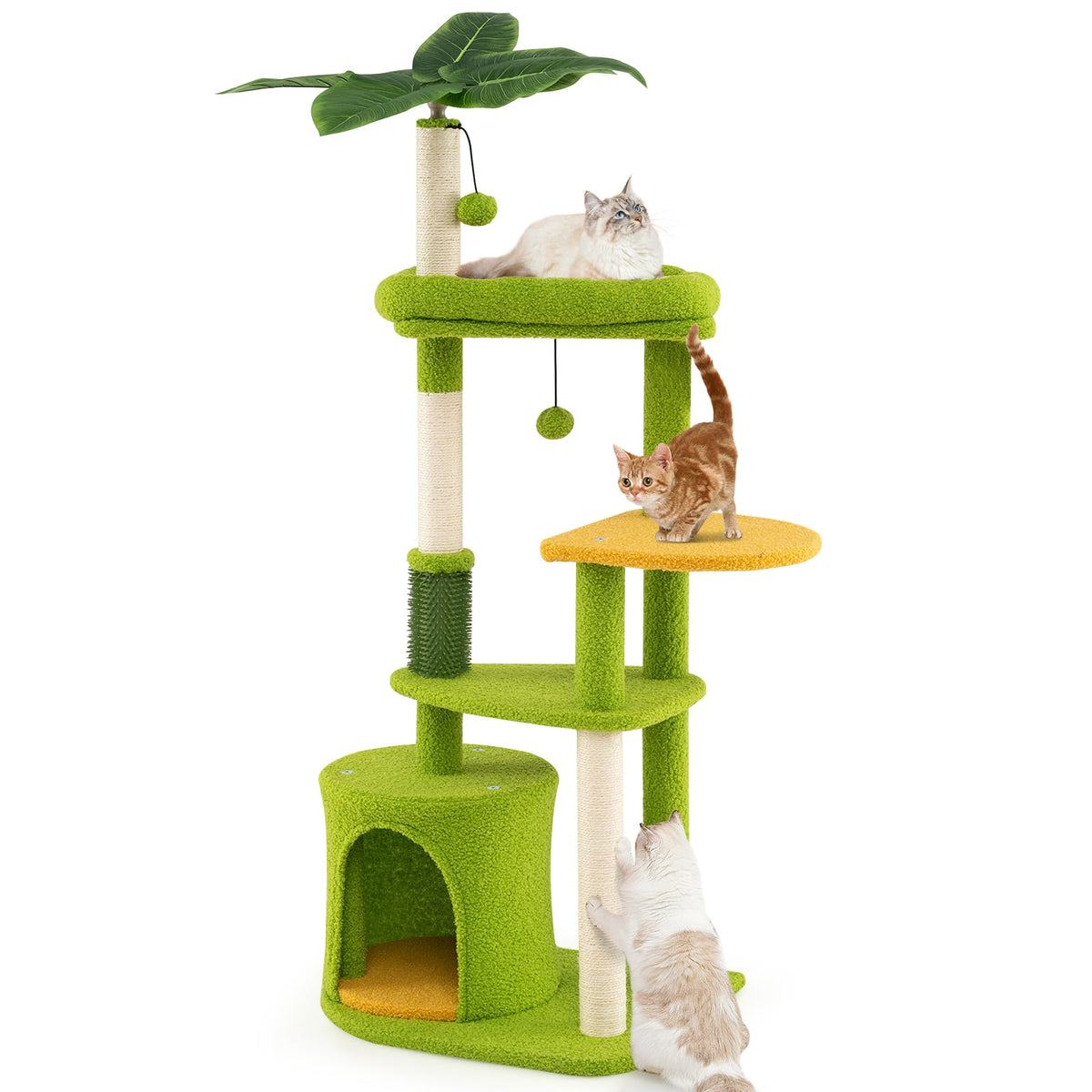 Cute Cat Tree for Adult Cats Multi-level Kitty Tower-Green-Cat Trees & Scratchers-DECOROLALA