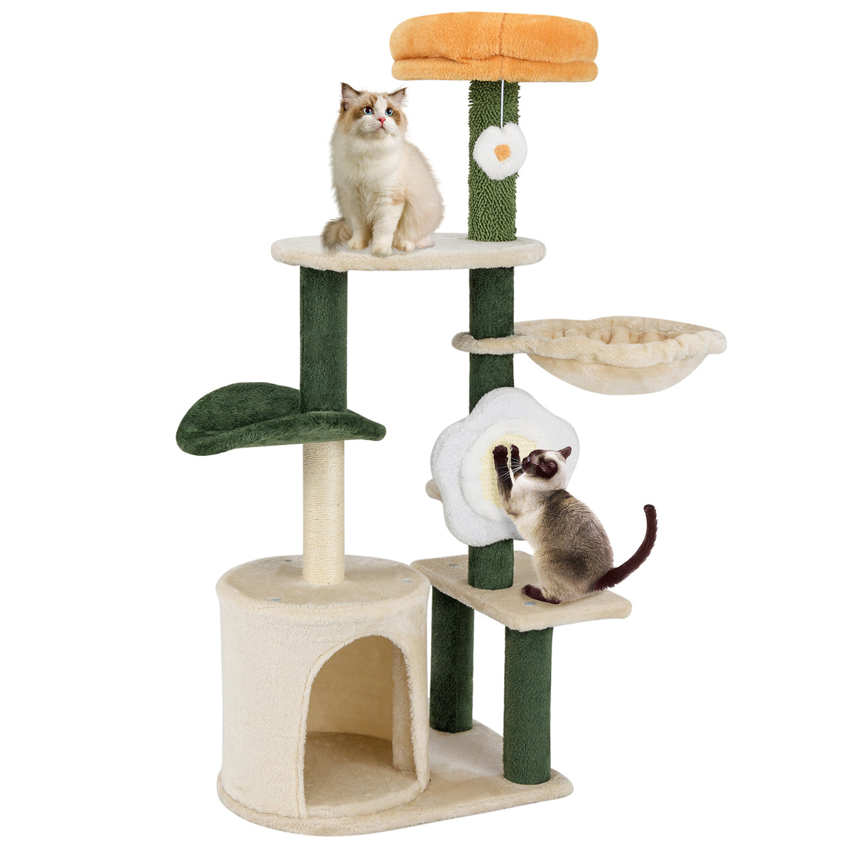 Cute Flower Cat Tree Modern Kitty Tower with Plush Top Perch-Multicolor-Cat Trees & Scratchers-DECOROLALA
