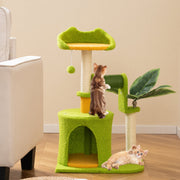 Cute Palm Cat Tree for Indoor Cats with Artificial Leaves-Green-Cat Trees & Scratchers-DECOROLALA